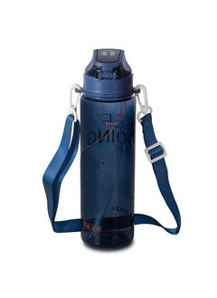 EYUN Keep going sports water bottle plastic leak proof unisex for gym office outdoor school with strap 1 l blue  - Image 2