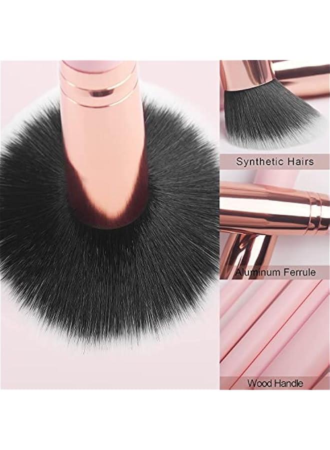 BWSJ 16  Makeup Brushes Set with Eyebrow Razor for Blending Foundation Powder Eye Shadow Concealer in Pink Color - Image 5