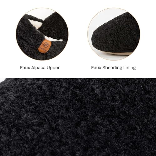 EverFoams Women's Fuzzy Slip-on Slippers Warm Cozy Soft Lightweight Memory Foam Indoor House Shoes Black, 5-6 US - Image 5