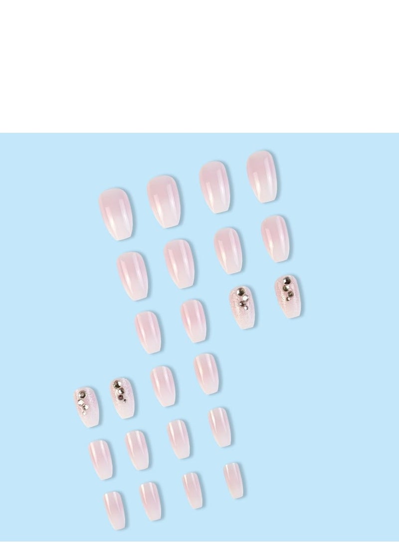 JOSQUEWNN Press on Nails, 24-Piece Soft Gel French Press-On Nails Set, Short Fake Nails for a Salon-Quality Look, Fade-Resistant Acrylic Nails for a Chic French Girl Style, French Girl Fake Acrylic Nails With Glue Kit. - Image 4