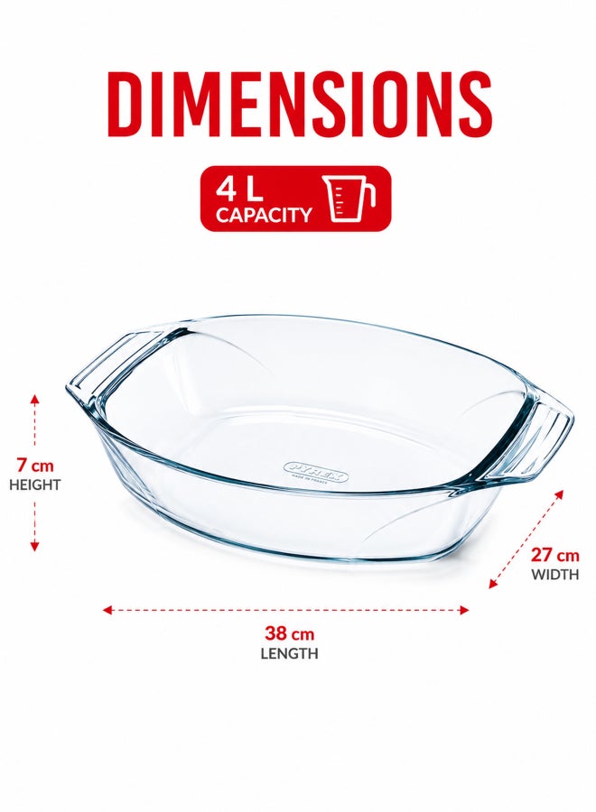 بيريكس Pyrex Irresistible Oval Glass Roaster 4L Borosilicate Glass Bakeware, Oven, Microwave & Freezer Safe, Ideal for Roasts, Whole Chicken, Gratins & Casseroles, BPA Free - Image 2