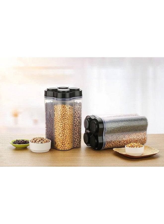 HAPPI Multipurpose Plastic 4 In 1 Masala Box for Kitchen, Spice Boxes for Kitchen, Transparent 4 Section Storage Containers Airtight Lock Grocery,Cereal,Dry Fruits Dabba 2500 Ml (Black) - Image 4