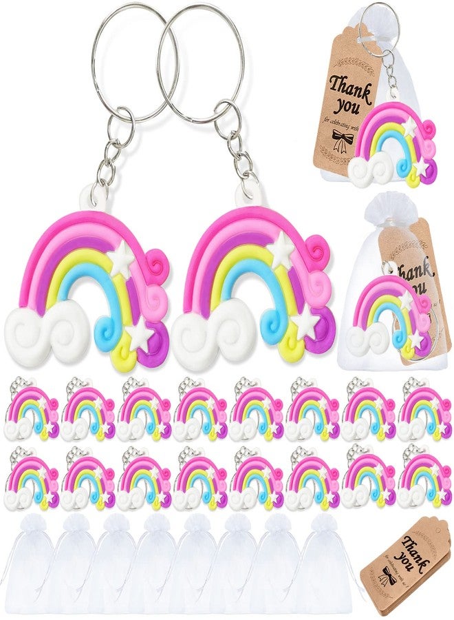 Elecrainbow 60 Pack Rainbow Party Favors Include 20 Keychains + 20 Thank You Tags + 20 Goodie Bags for Rainbow Keychain Return Gift,Women Girls Birthday,Baby Shower,Goodie Bag Fillers - Image 1