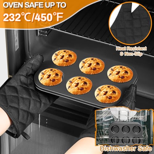 Gymdin 12PCS Nonstick Bakeware Set, Non-Toxic Carbon Steel Baking Pans Set with Wider Grip, Includes Roasting Pan, Cookie Sheet, Cake Pans, Muffin Pans, Cooling Rack, Oven Mitts, Easy Release - Image 5