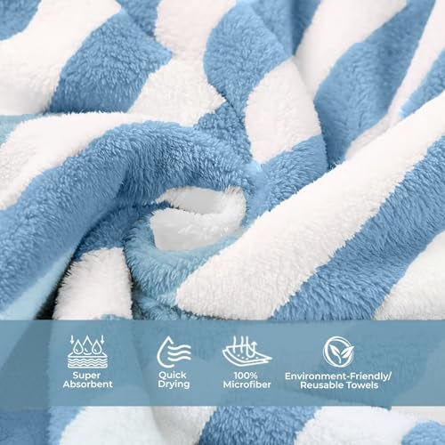 MAXOSHINE Microfiber Towels for Bath Large Size-Super Soft Coral Fleece Bathing Towel with Hook Quick Dry Super Absorbent-Bath Towel for Men and Women-70x140 cm, Blue - Image 5