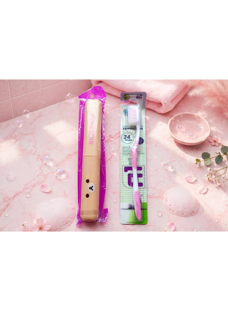 Rilakkuma Teddy Bear Toothbrush Case + Soft Toothbrush Gift - Image 2