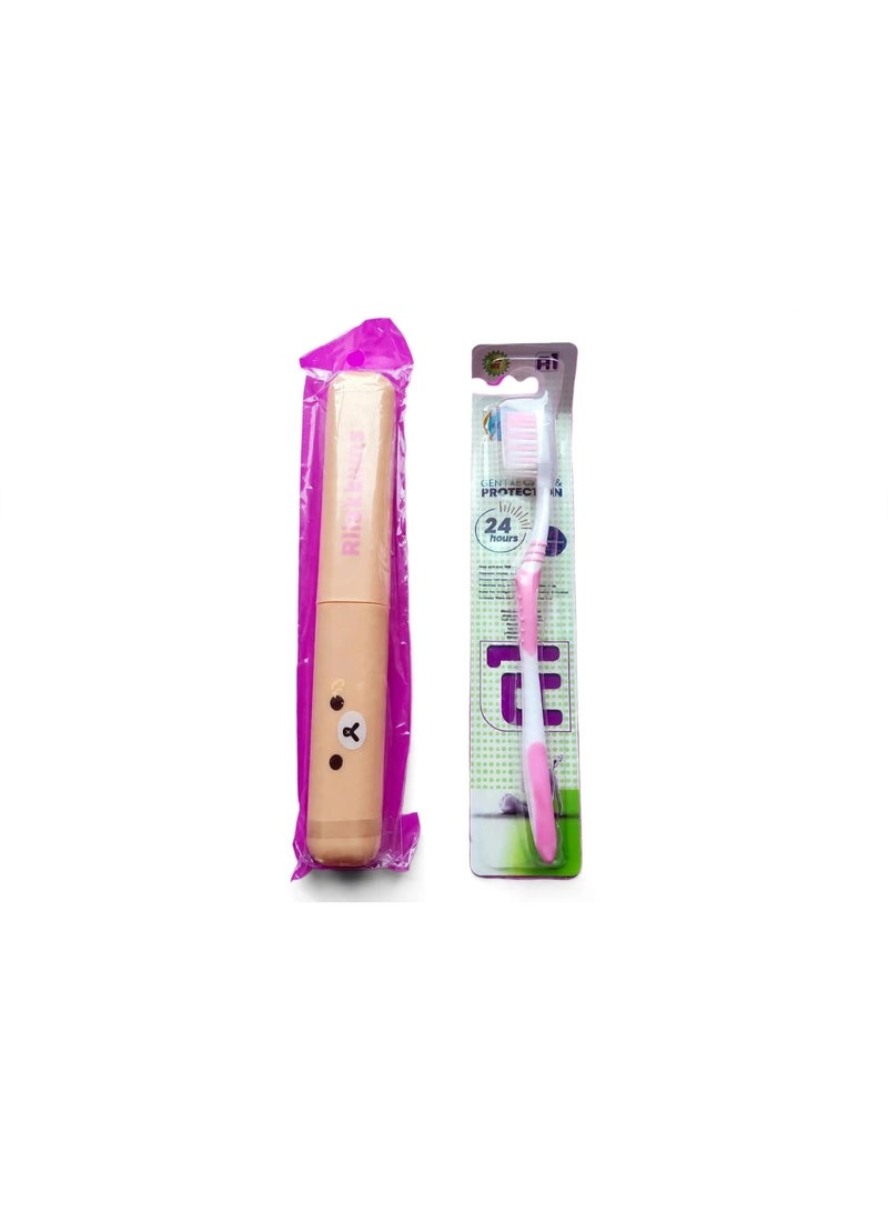 Rilakkuma Teddy Bear Toothbrush Case + Soft Toothbrush Gift - Image 1