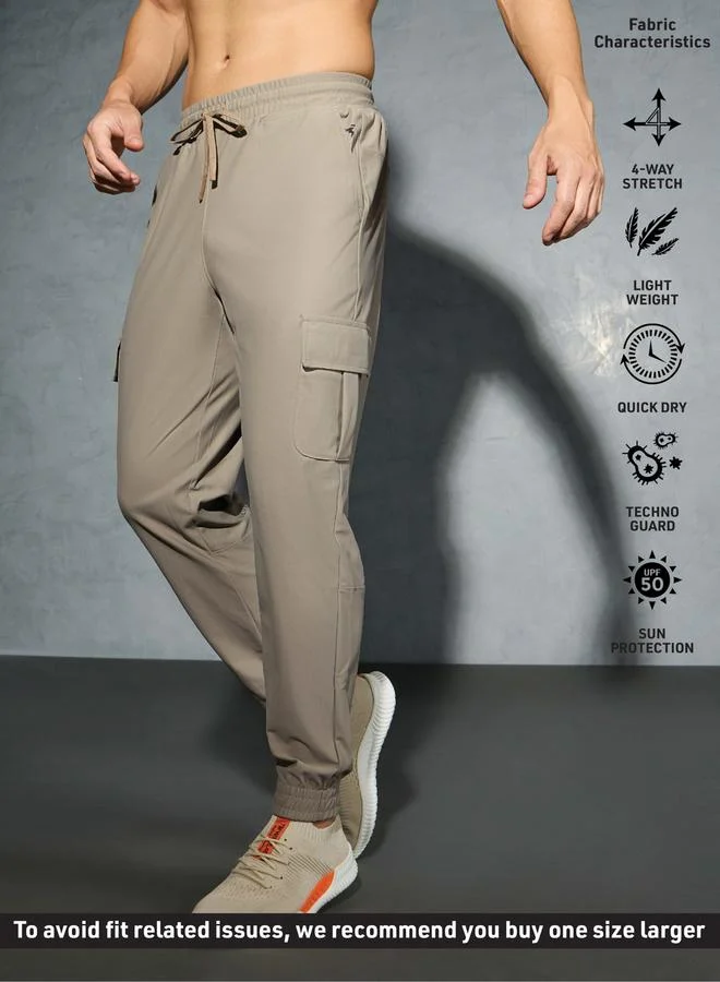 Technosport Technosport Solid Regular Fit Cargo Joggers with Drawstring
