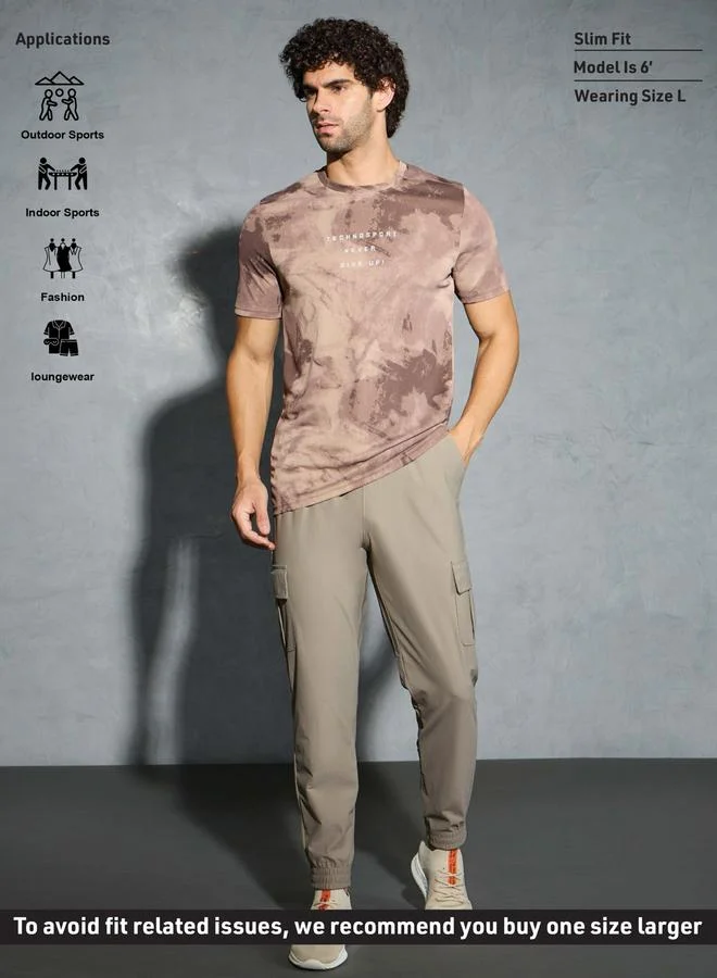 Technosport Technosport Solid Regular Fit Cargo Joggers with Drawstring