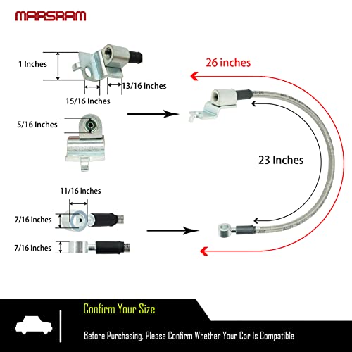 Marsram Stainless Steel Braid Extended Hydraulic Front Brake Lines Fit 1990-1995 Wrangler YJ | 26 Inch | 52006473 52006472 - Image 3