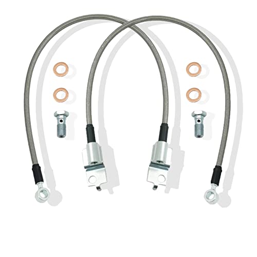 Marsram Stainless Steel Braid Extended Hydraulic Front Brake Lines Fit 1990-1995 Wrangler YJ | 26 Inch | 52006473 52006472 - Image 1