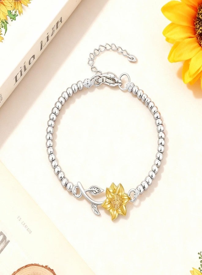 72ore Mother Daughter Bracelets Daughter Gifts from Mom Beaded Sunflower Charm Bracelet Valentines Day Outfit Women Jewelry Gifts for Him Her - Image 4