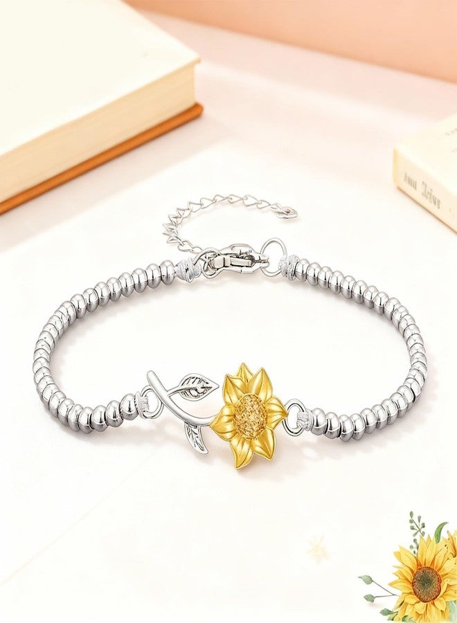 72ore Mother Daughter Bracelets Daughter Gifts from Mom Beaded Sunflower Charm Bracelet Valentines Day Outfit Women Jewelry Gifts for Him Her - Image 5