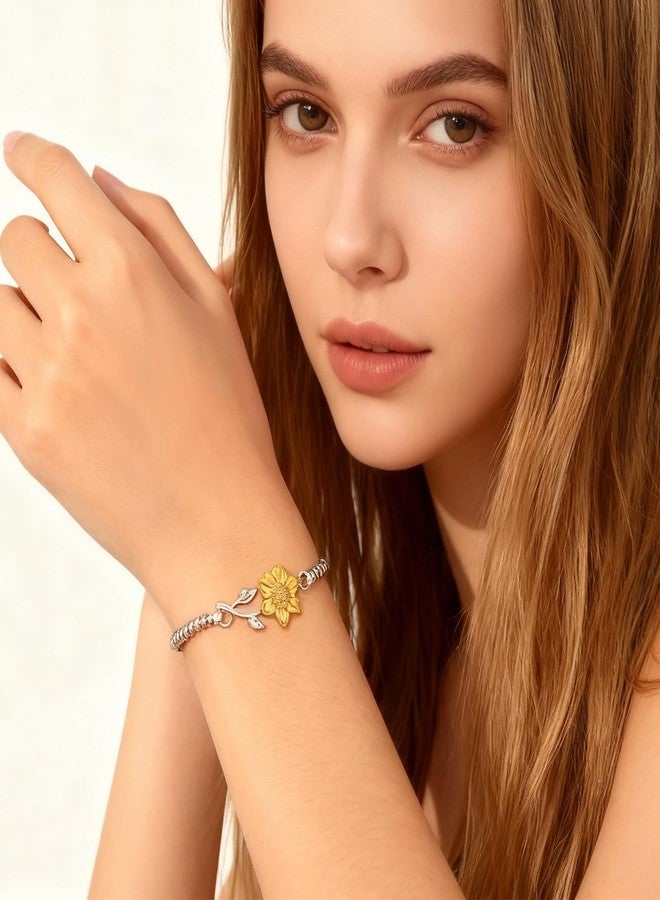72ore Mother Daughter Bracelets Daughter Gifts from Mom Beaded Sunflower Charm Bracelet Valentines Day Outfit Women Jewelry Gifts for Him Her - Image 3