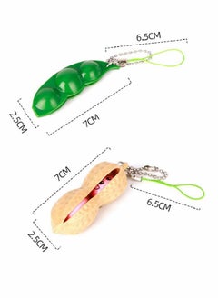 Y&D Squeeze Beans Peanuts Keychain Sensory Fidget Toys Set Funny Facial Expressions Edamame Pea Pod Soybean Stress Relieving Gift for Adults Kids Relief Anti Anxiety  - Image 5