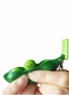 Y&D Squeeze Beans Peanuts Keychain Sensory Fidget Toys Set Funny Facial Expressions Edamame Pea Pod Soybean Stress Relieving Gift for Adults Kids Relief Anti Anxiety  - Image 3