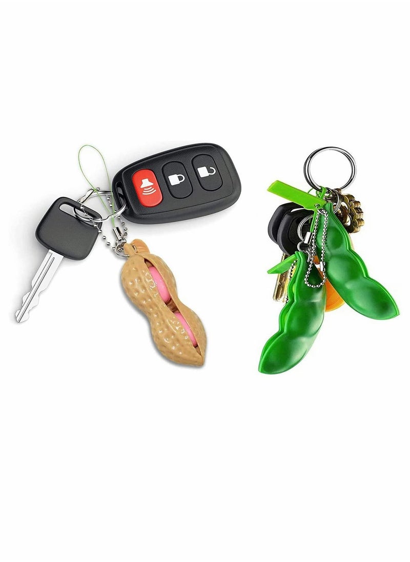 Y&D - Squeeze Beans Peanuts Keychain Sensory Fidget Toys Set Funny Facial Expressions Edamame Pea Pod Soybean Stress Relieving Gift for Adults Kids Relief Anti Anxiety - Image 1