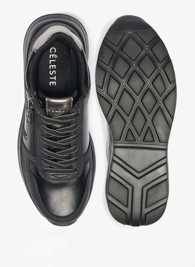 سيليست Women's Textured Sneakers with Zip Closure