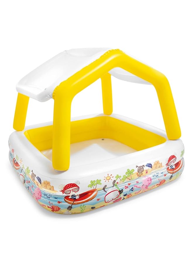 INTEX Inflatable Pool For Children/Baby Covered With Removable Sun Shade 157 X 157 X 122 Cm - Image 1