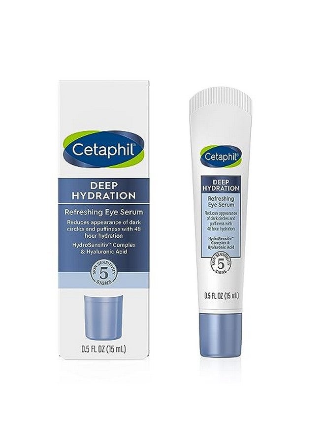 Cetaphil سيروم العين المنعش بالترطيب العميق 0.5 أونصة سائلة كريم ترطيب تحت العين لمدة 48 ساعة لتقليل ظهور الهالات السوداء مع حمض الهيالورونيك وفيتامين E و B5 (قد يختلف التعبئة) - Image 1