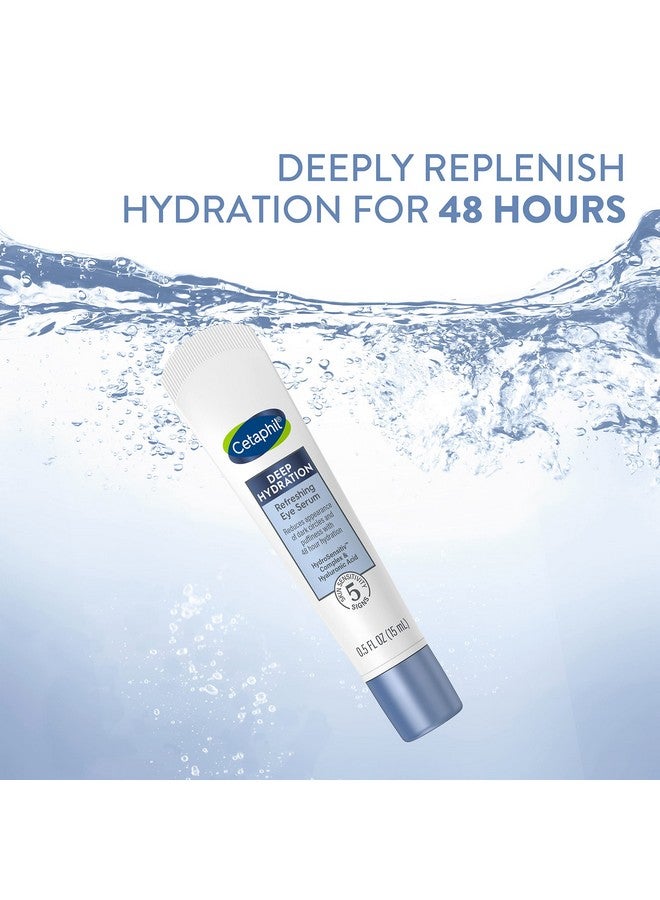 Cetaphil سيروم العين المنعش بالترطيب العميق 0.5 أونصة سائلة كريم ترطيب تحت العين لمدة 48 ساعة لتقليل ظهور الهالات السوداء مع حمض الهيالورونيك وفيتامين E و B5 (قد يختلف التعبئة) - Image 3