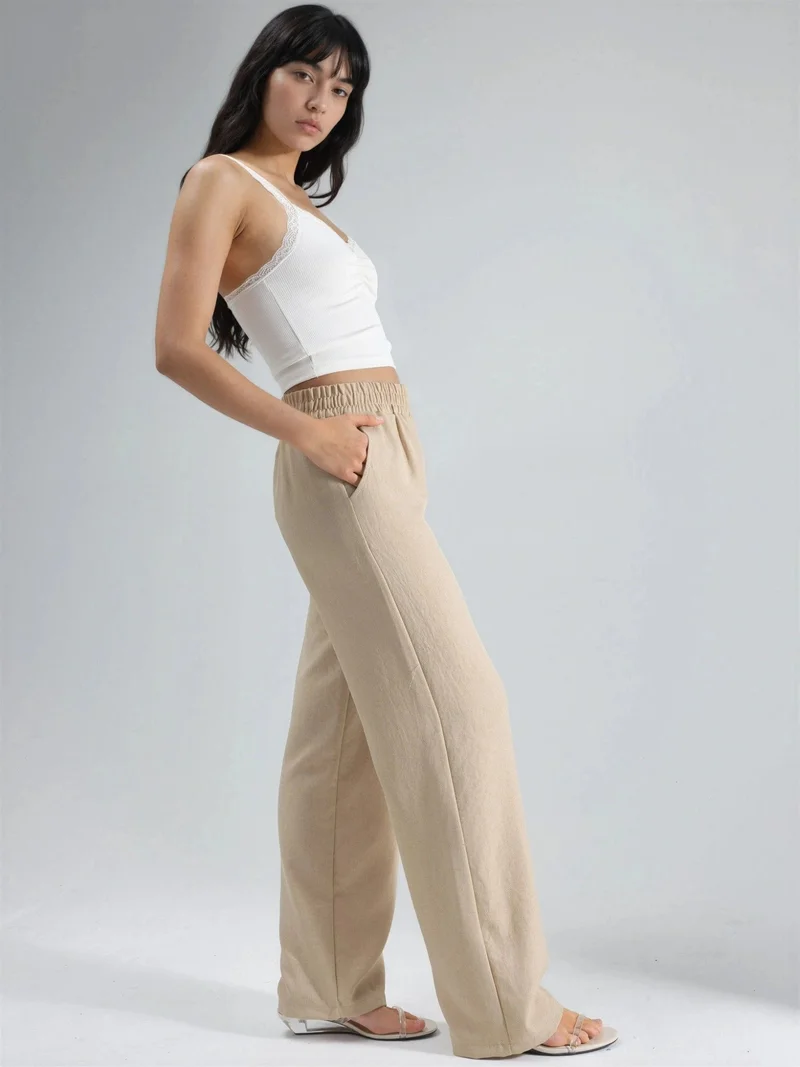 هيكاب Elastic Waist Straight Leg Pants Ellie Collection