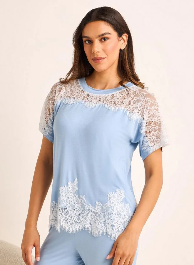 Splash FAV Pyjama Set Lace Panel Top & Trousers