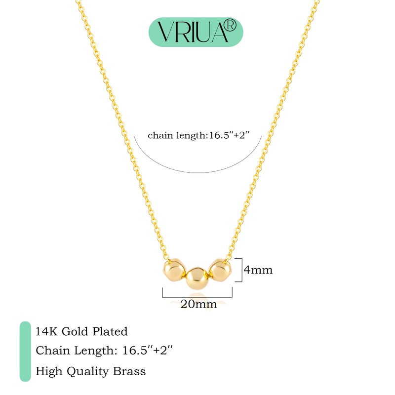 VRIUA Ball Necklace for Women,Dainty Gold Necklace 14k Gold Plated Bead Ball Pendant Necklace Simple Jewelry Everyday for Women - Image 4