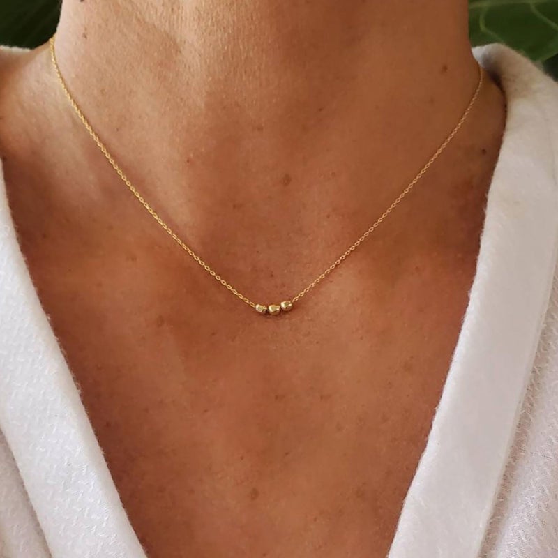VRIUA Ball Necklace for Women,Dainty Gold Necklace 14k Gold Plated Bead Ball Pendant Necklace Simple Jewelry Everyday for Women - Image 5