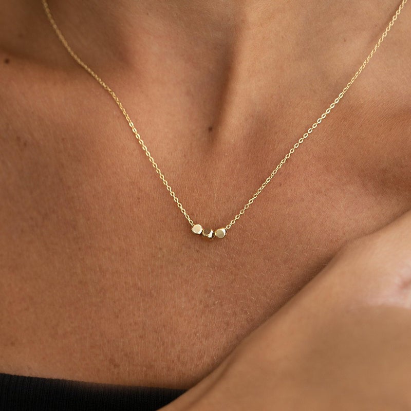 VRIUA Ball Necklace for Women,Dainty Gold Necklace 14k Gold Plated Bead Ball Pendant Necklace Simple Jewelry Everyday for Women - Image 2