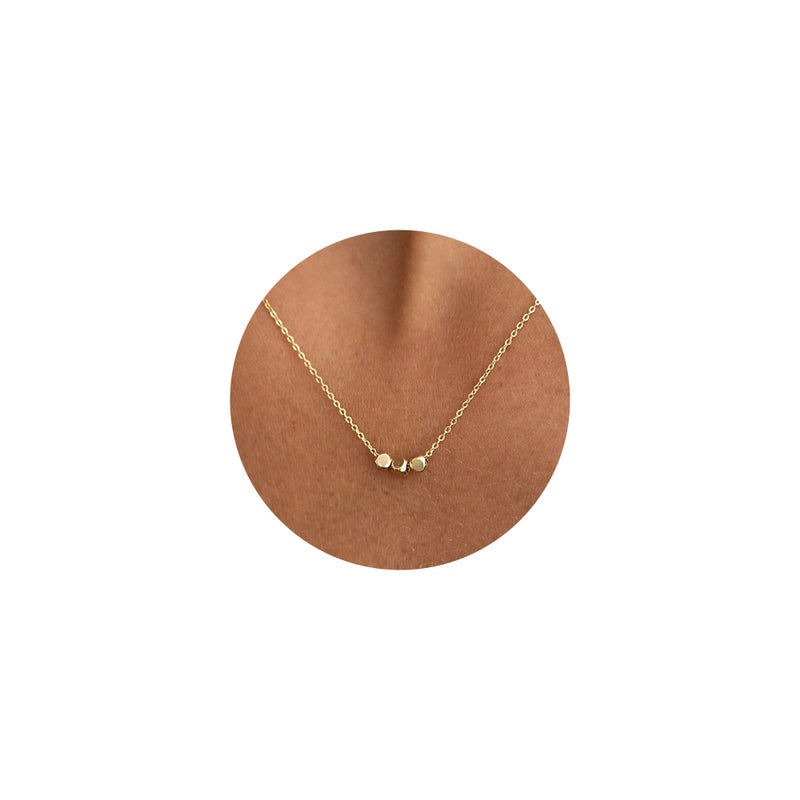 VRIUA Ball Necklace for Women,Dainty Gold Necklace 14k Gold Plated Bead Ball Pendant Necklace Simple Jewelry Everyday for Women - Image 1