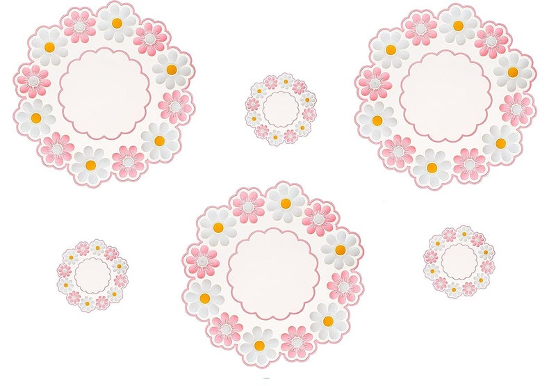 P Plus Fire Sakura Cup Coaster Decor Cup Placemat Cute Kitchen Pot Bowl Pad Placemat Cherry Blossom Coaster Table Cup Mat Flower Pattern Mug Pink Coasters SetPink Pack of 6