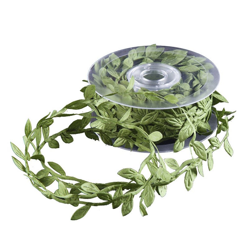 DECORA Artificial Green Leaf Ribbon for Wreath and Flower Decorations 10 yard spool