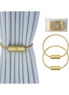 The Bros 2 Pack Curtain Rope Tieback with Strong Magnet, Elegant Decorative Curtain Holdbacks, Curtain Holders for Window Treatment, Home, Office (Gold)  - Image 1