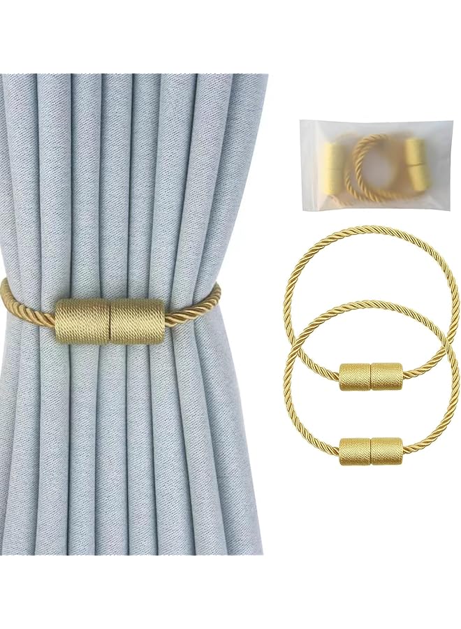 The Bros 2 Pack Curtain Rope Tieback with Strong Magnet, Elegant Decorative Curtain Holdbacks, Curtain Holders for Window Treatment, Home, Office (Gold)  - Image 1