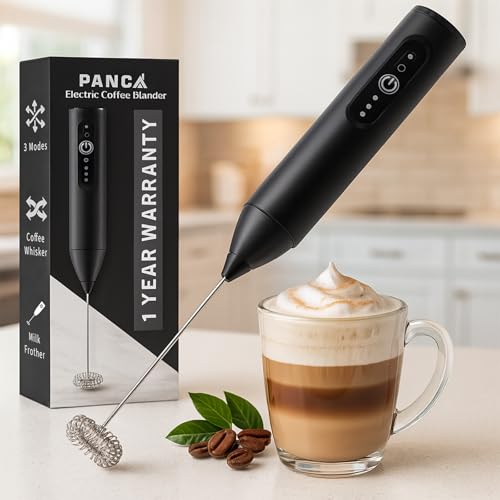 PANCA Electric Coffee Frother Rechargeable | Dual Spring Milk Whisker & Coffee Beater | Portable Coffee Maker Machine for Home | Instant Coffee Mixer, Blender & Frother for Cappuccino, Latte - Image 1