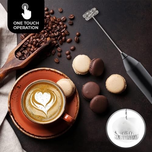 PANCA Electric Coffee Frother Rechargeable | Dual Spring Milk Whisker & Coffee Beater | Portable Coffee Maker Machine for Home | Instant Coffee Mixer, Blender & Frother for Cappuccino, Latte - Image 4