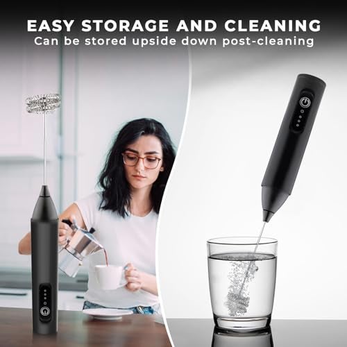 PANCA Electric Coffee Frother Rechargeable | Dual Spring Milk Whisker & Coffee Beater | Portable Coffee Maker Machine for Home | Instant Coffee Mixer, Blender & Frother for Cappuccino, Latte - Image 3