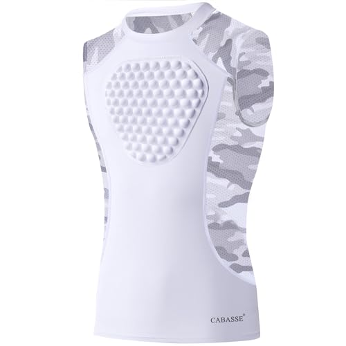 Cabasse Youth Chest Protector, Heart-Guard/Sternum Protection Shirt for Baseball, Football, T Ball, Lacrosse & Goalies (X-Small, White/Camo (Crewneck)) - Image 1