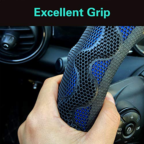 PINCTROT Small Size Steering Wheel Cover Great Grip with 3D Honeycomb Anti-Slip Design, 14 Inch (Blue) - Image 4