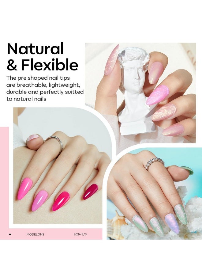 modelones - modelones Gel Nail Kit, 500Pcs Soft Gel Nail Tips Medium Almond Shape, Nail Glue Nail Prep Dehydrate & Portable Led Lamp Nail Clipper, Easy Nail Extension Set for Easter Nail Art - Image 1
