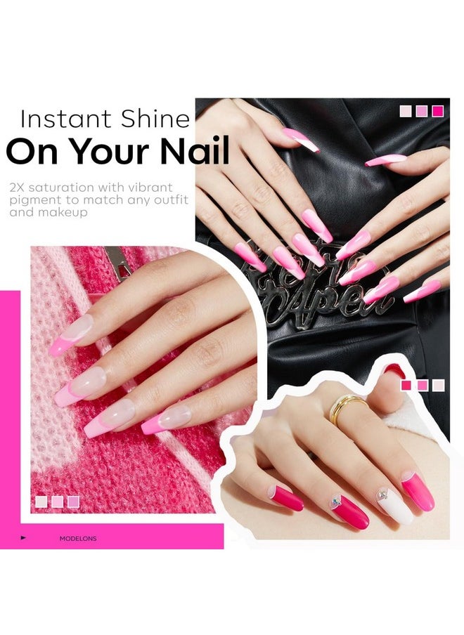 modelones - modelones Pink Gel Nail Polish Set 6 Colors, Hot Pink Tones Neon Pink White Shades Magenta Light Soft to Dark 2025 Spring Valentines Day Nail Art Gel Design for Women Girl Nail Lovers Gift Salon DIY - Image 1