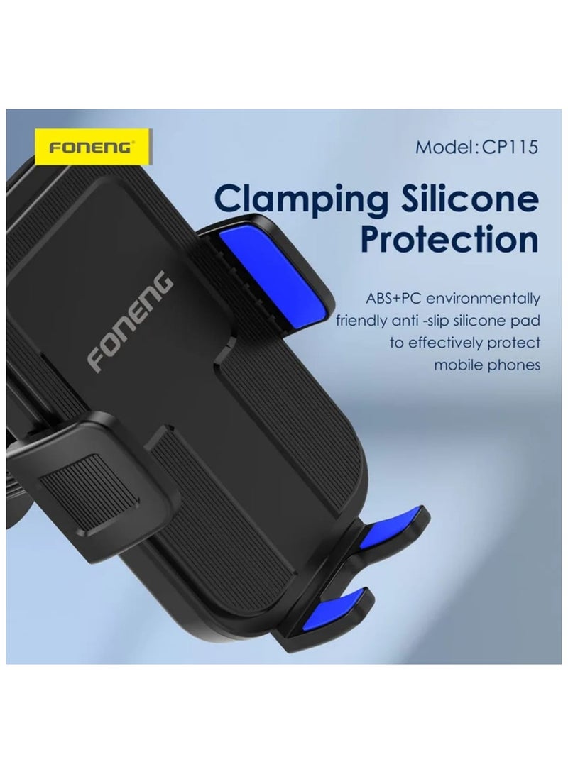 فونينج CP115، حامل هاتف السيارة، دوران 360 درجة، تحكم بزر واحد، تصميم صامت، ثابت ومتين. متوافق مع أجهزة الهاتف المحمول 4.7-7.2 بوصة. منفذ الهواء، وحدة التحكم المركزية، حماية وسادة السيليكون للمشبك، حماية أفضل للهواتف المحمولة، مواد ABS+PC صديقة للبيئة، ملمس جيد - Image 5