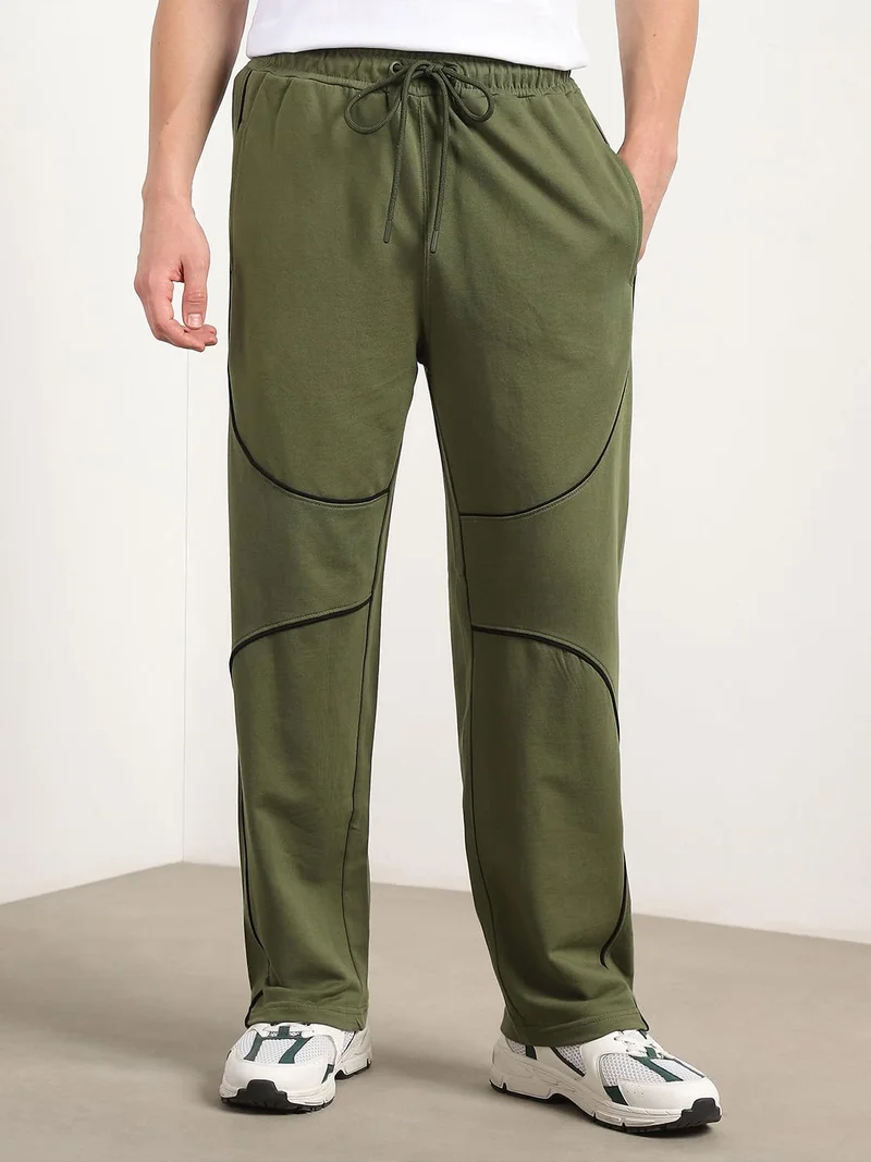 نوبيرو Men's Olive Green Jogger Track Pants