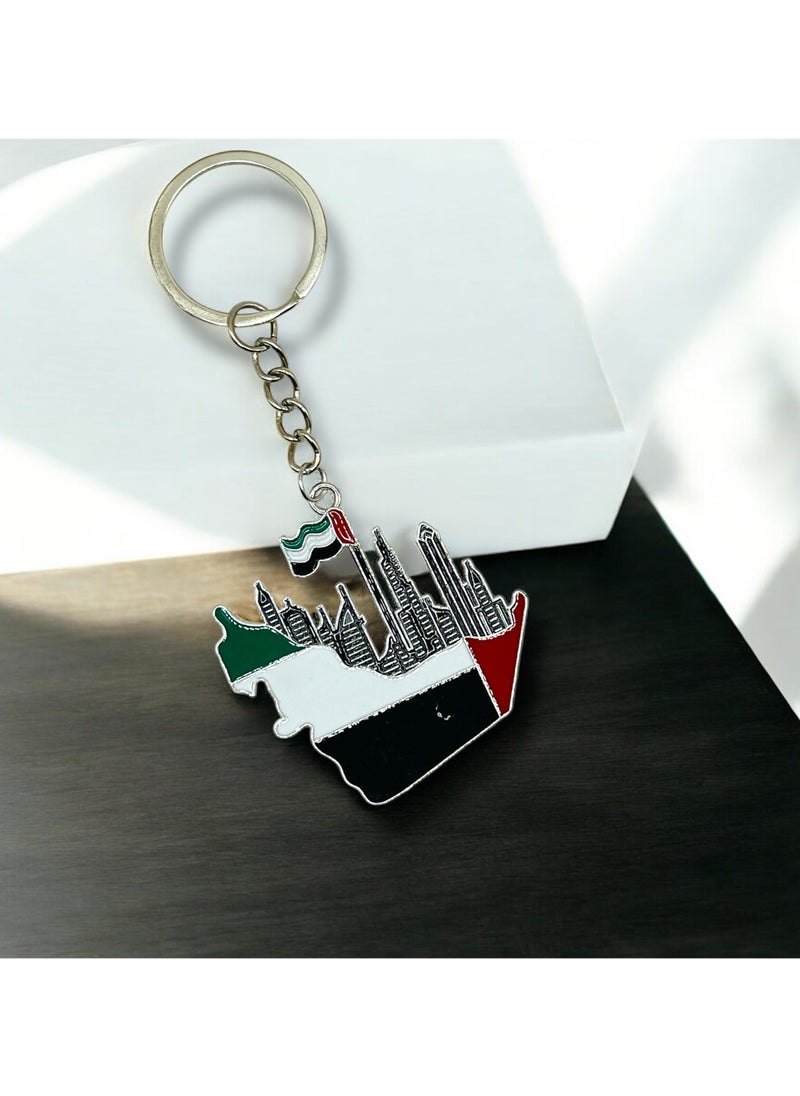 MARIO DRAFTS Mario Drafts UAE Flag Design Keychain with Dubai Skyline, Metal Enamel, Tricolour National Colours  - Image 2