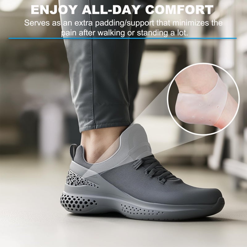 Wonderwin Gel Heel Cups,Breathable Heel Protectors for Cracked Heels, Heel Spurs, Plantar Fasciitis,Medical-Grade Heel Cups for Men & Women's Heel Pain Relief (Clear), 2pairs-White - Image 3