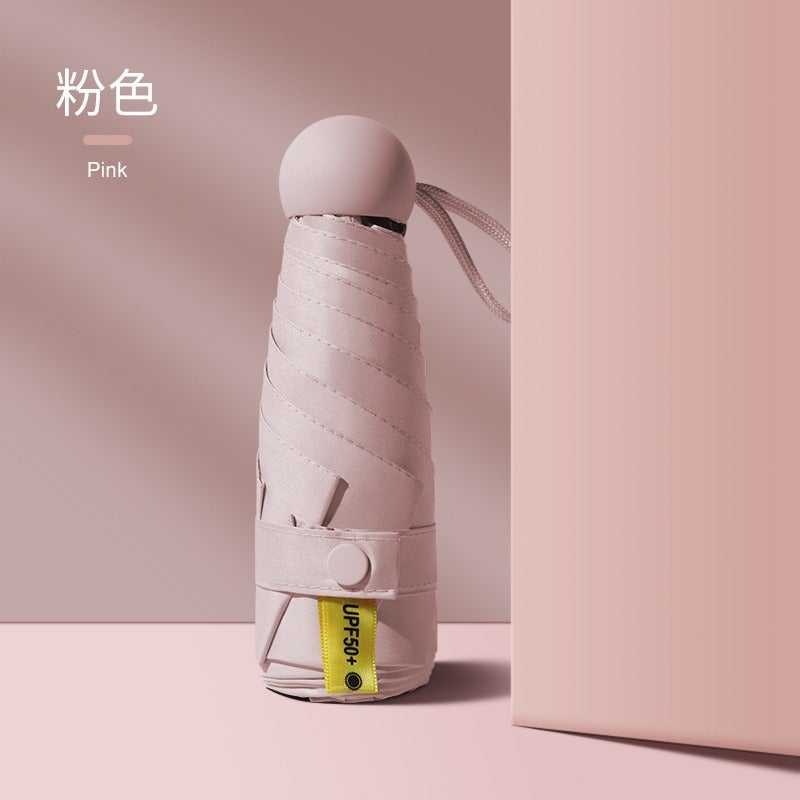 Color Block Folding Umbrella UV Protection Pink (cloth cover packaging)