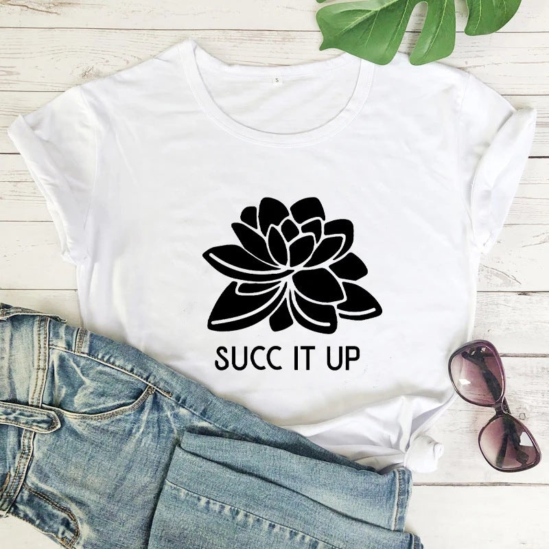 Trade Succ It Up Printed Round Neck Summer Casual Retro T-Shirt - Image 2