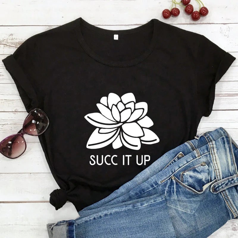 Trade Succ It Up Printed Round Neck Summer Casual Retro T-Shirt - Image 1