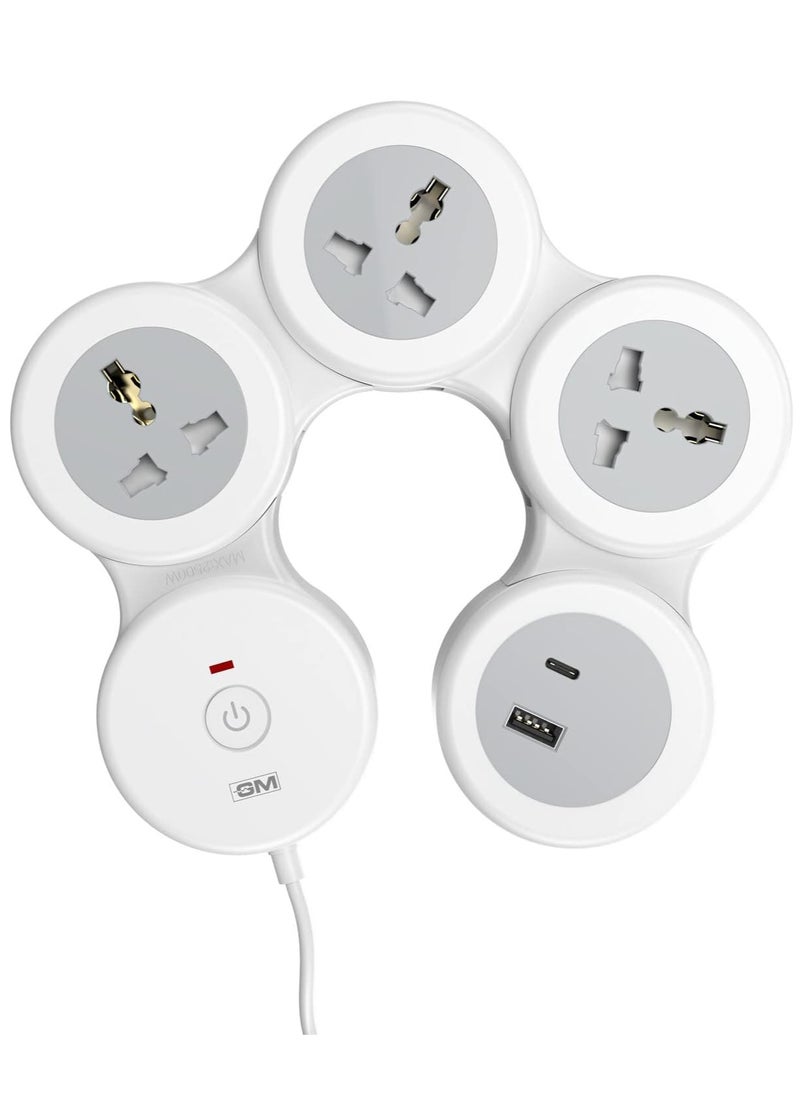 ELTRAZONE G-Hoop 4+1 Spike Guard with USB Ports – Master Switch & Overload Protection for Enhanced Safety and Convenience  - Image 1